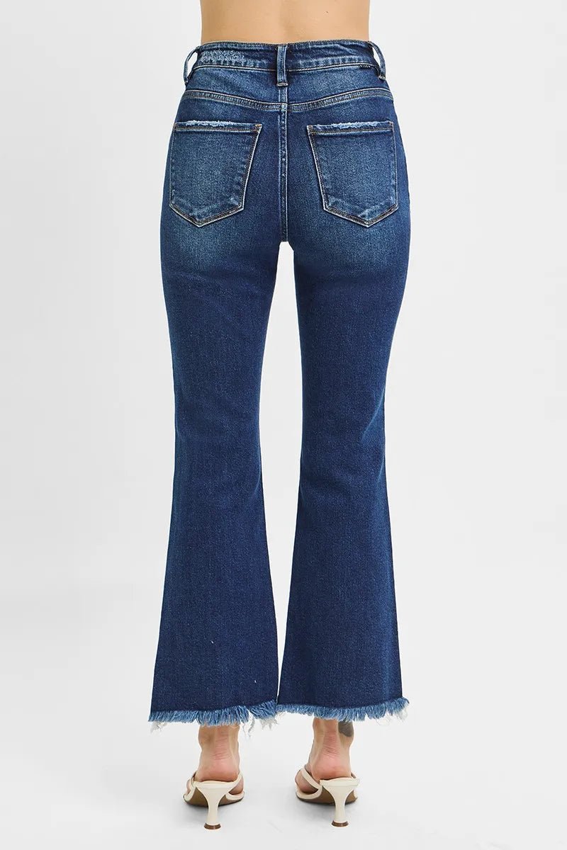 RISEN Full Size High Rise Crop Bootcut Fray Hem Jeans Plus Size - Love Salve